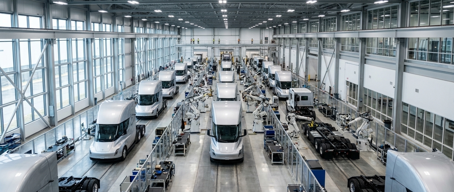 Tesla запустила завод по производству электрогрузовиков Semi. Мощность 50 тысяч машин в год