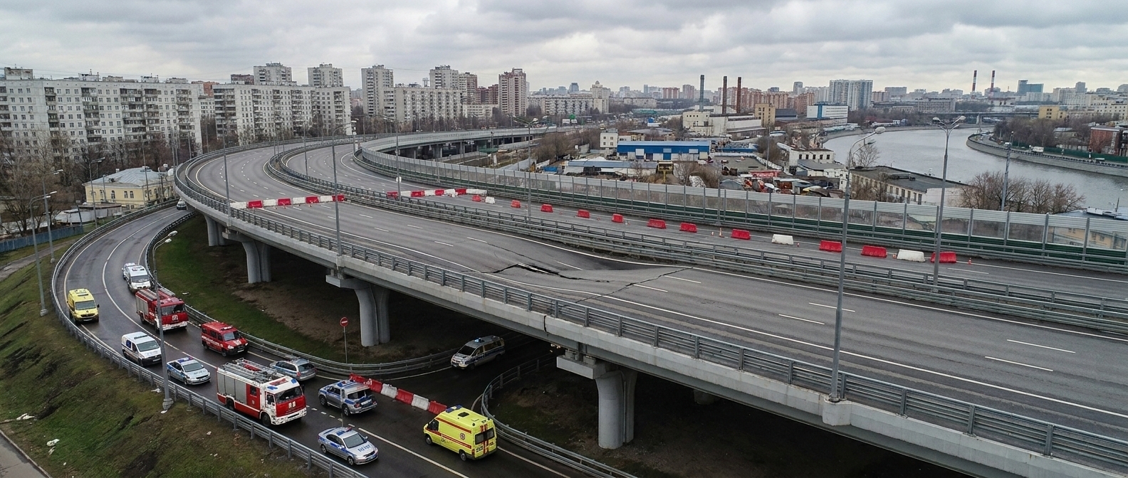 Пожар под эстакадой в Москве прогнул пролёт СВХ. Движение перекрыли, на место отправили пожарный поезд