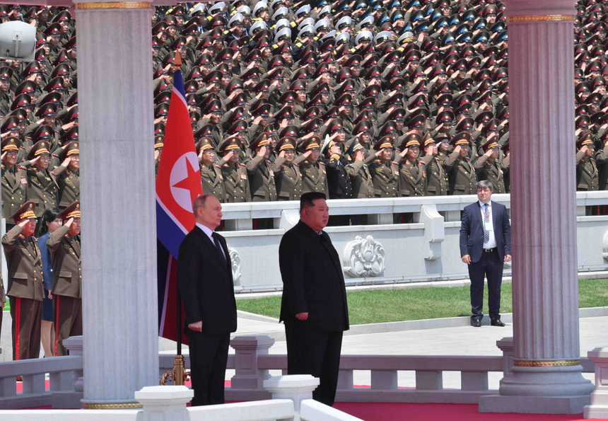 Пхеньян. Президент России Владимир Путин и лидер КНДР Ким Чен Ын